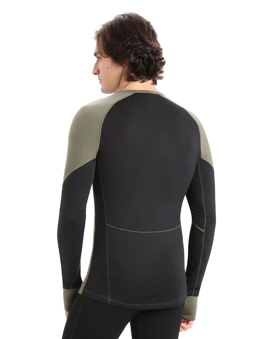 Loden / Black Icebreaker BodyfitZone™ Merino 260 Zone Long Sleeve Crewe Thermal Top Men's Base Layers | AU 1380FDNM